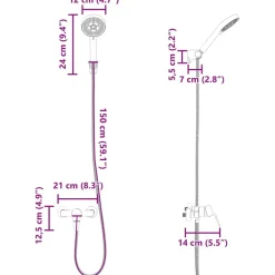 vidaXL Fontanería-Juego de Cabezal de Ducha G 1 / 2 pulgadas Latón
