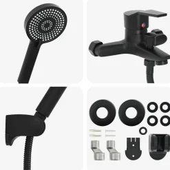 vidaXL Juego de Cabezal de Ducha G 1 / 2 pulgadas Negro Outlet