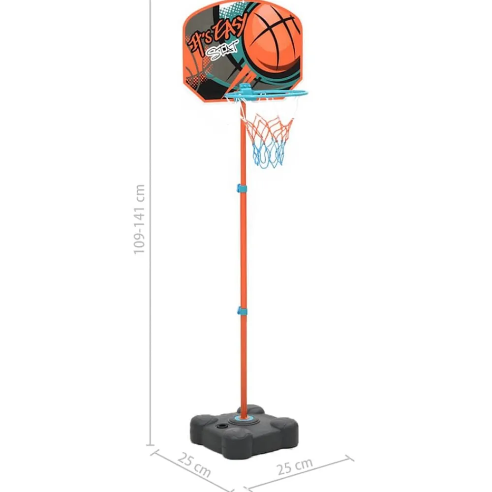vidaXL Juguetes-Juego de canasta de baloncesto portátil ajustable 109-141 cm