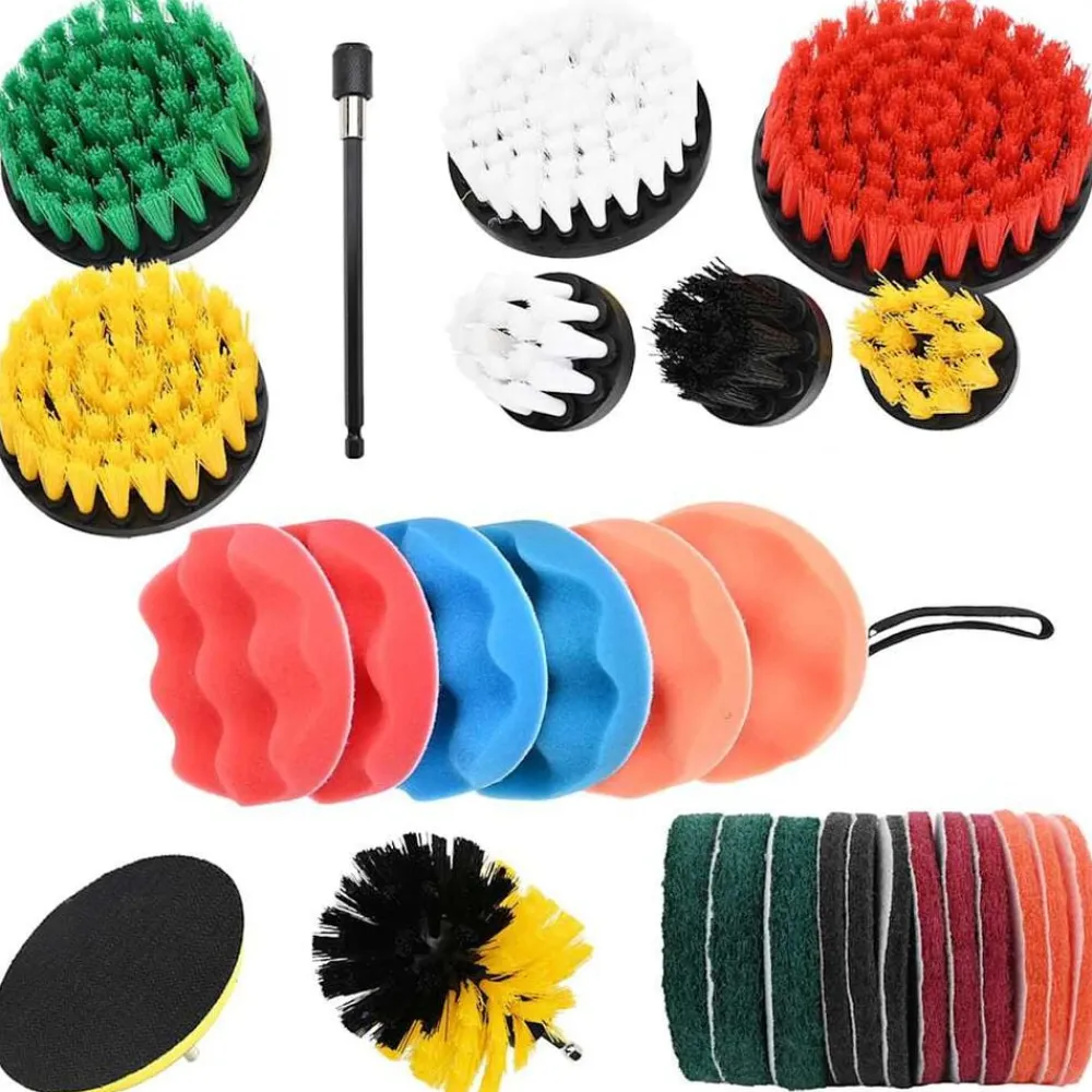 vidaXL Piezas Y Accesorios Para Vehículos-Juego de Cepillos para Autos Multicolor ratán sintético
