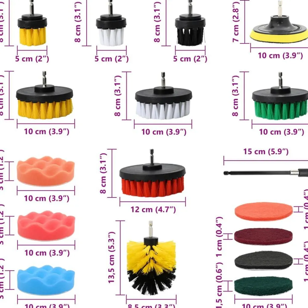 vidaXL Piezas Y Accesorios Para Vehículos-Juego de Cepillos para Autos Multicolor ratán sintético