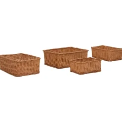 vidaXL Juego de cestas apilables 4 piezas sauce marrón