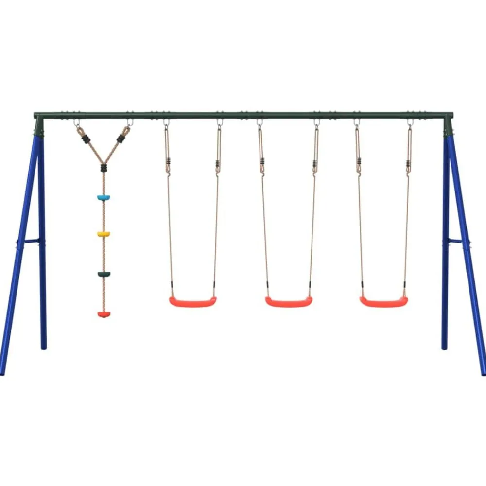 vidaXL Juego de columpios de exterior con columpios y cuerda de discos Rojo Outlet
