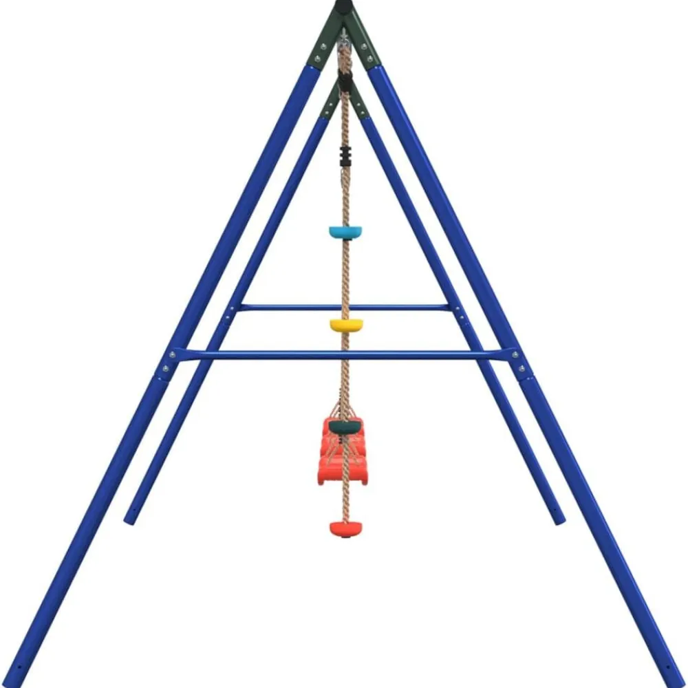 vidaXL Juego de columpios de exterior con columpios y cuerda de discos Rojo Outlet