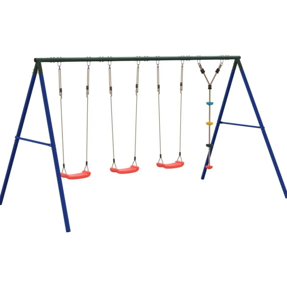 vidaXL Juego de columpios de exterior con columpios y cuerda de discos Rojo Outlet