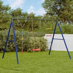 vidaXL Estructuras Para Juegos Al Aire Libre-Juego de columpios de exterior con escalera y cuerda de discos