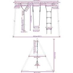 vidaXL Estructuras Para Juegos Al Aire Libre-Juego de columpios de exterior con escalera y cuerda de discos