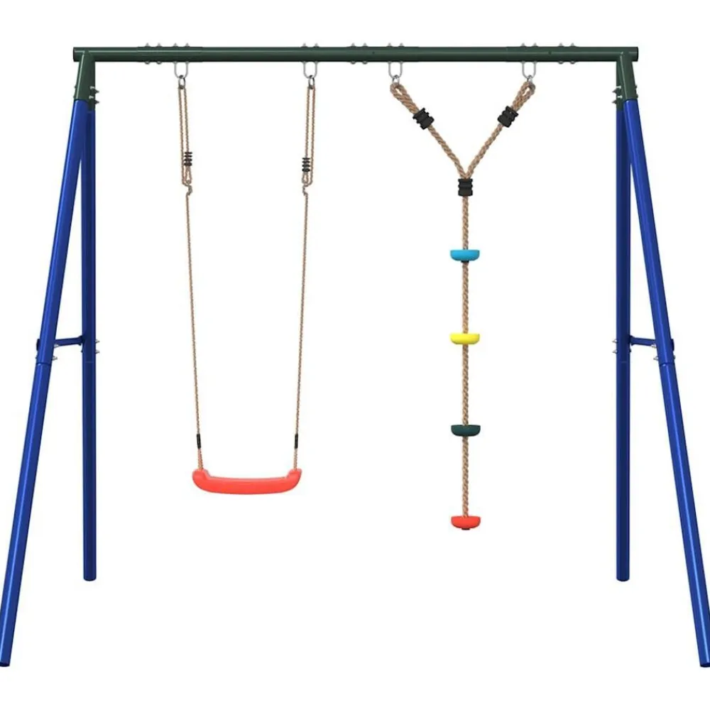 vidaXL Juego de columpios de exterior con columpio y cuerda de discos Rojo New