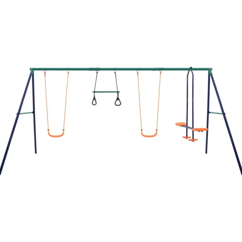 vidaXL Juego de columpios con aros de gimnasia y 4 asientos acero Sale