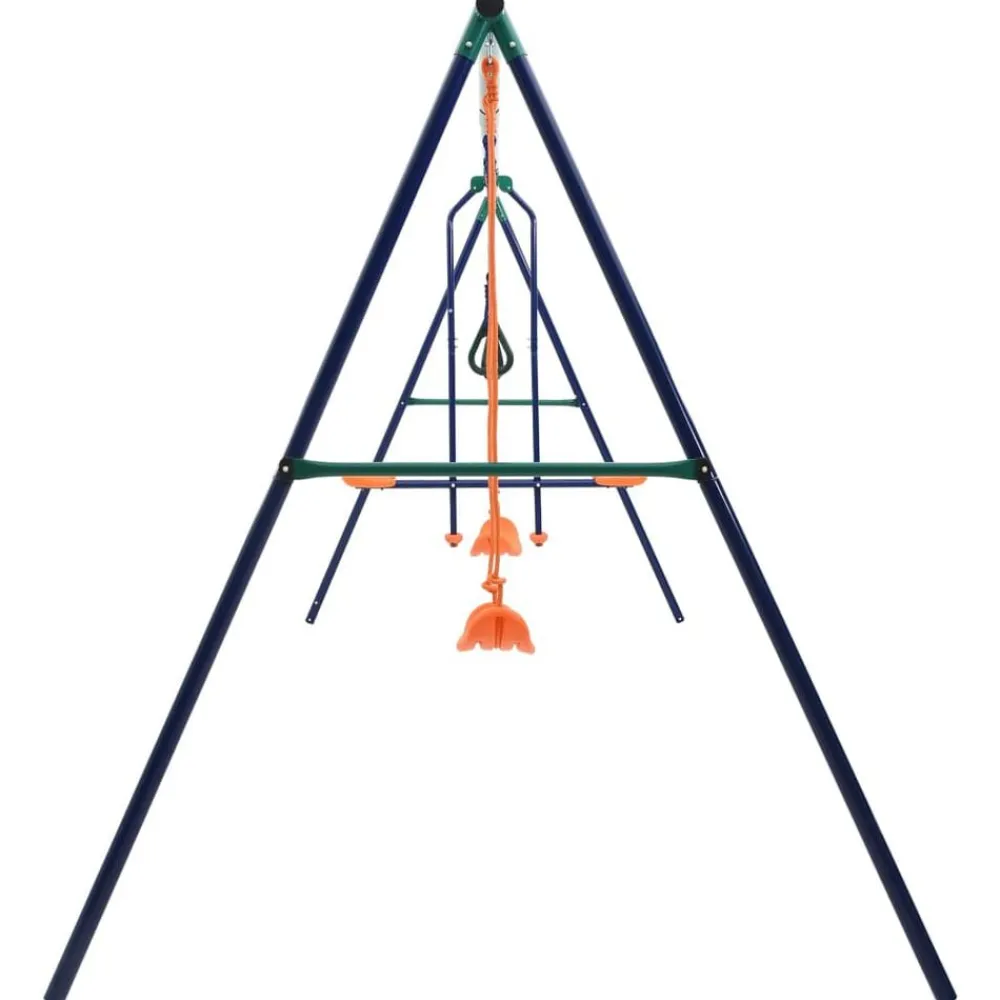 vidaXL Juego de columpios con aros de gimnasia y 4 asientos acero Sale