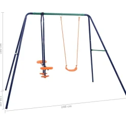 vidaXL Juego de columpios con 3 asientos acero Outlet