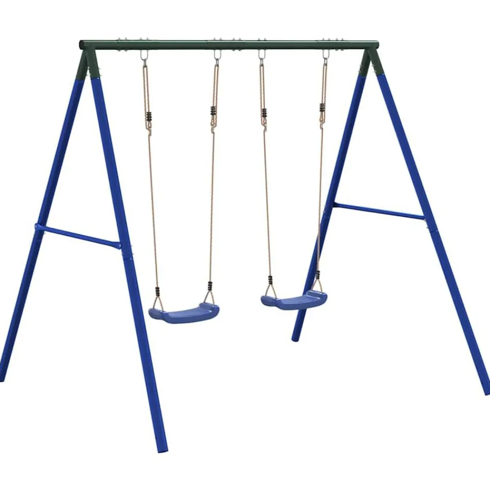 vidaXL Juego de columpios de exterior con dos columpios Azul Clearance