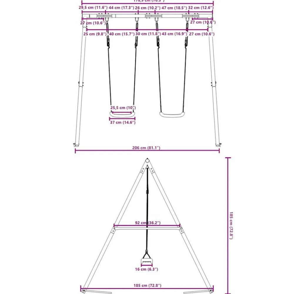 vidaXL Juego de columpios de exterior con dos columpios Azul Clearance