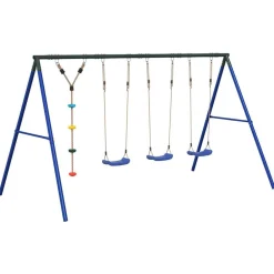 vidaXL Estructuras Para Juegos Al Aire Libre-Juego de columpios de exterior con columpios y cuerda de discos
