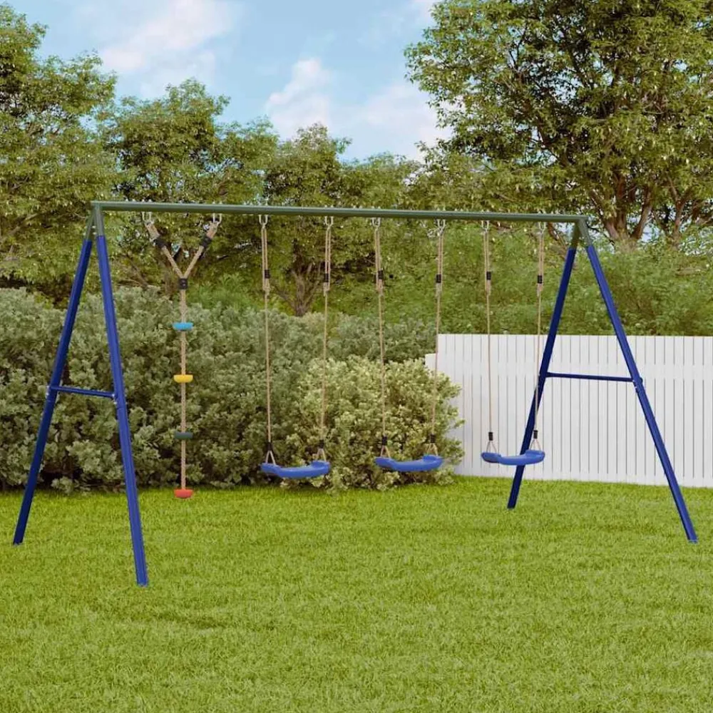 vidaXL Estructuras Para Juegos Al Aire Libre-Juego de columpios de exterior con columpios y cuerda de discos