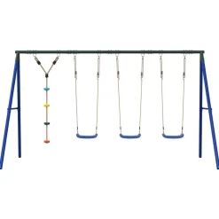 vidaXL Estructuras Para Juegos Al Aire Libre-Juego de columpios de exterior con columpios y cuerda de discos