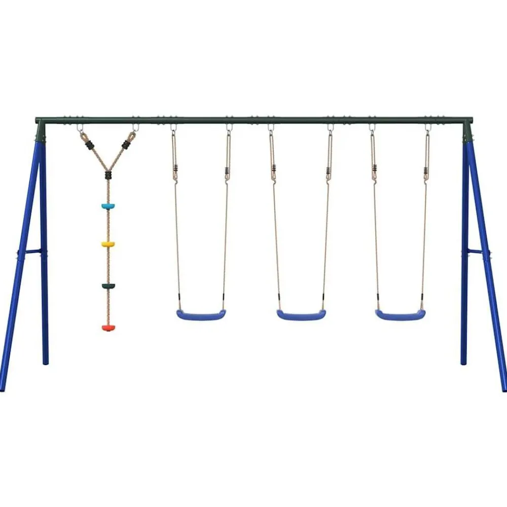 vidaXL Estructuras Para Juegos Al Aire Libre-Juego de columpios de exterior con columpios y cuerda de discos