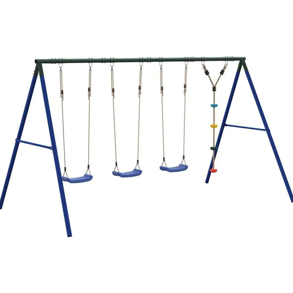 vidaXL Estructuras Para Juegos Al Aire Libre-Juego de columpios de exterior con columpios y cuerda de discos
