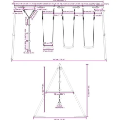 vidaXL Estructuras Para Juegos Al Aire Libre-Juego de columpios de exterior con columpios y cuerda de discos