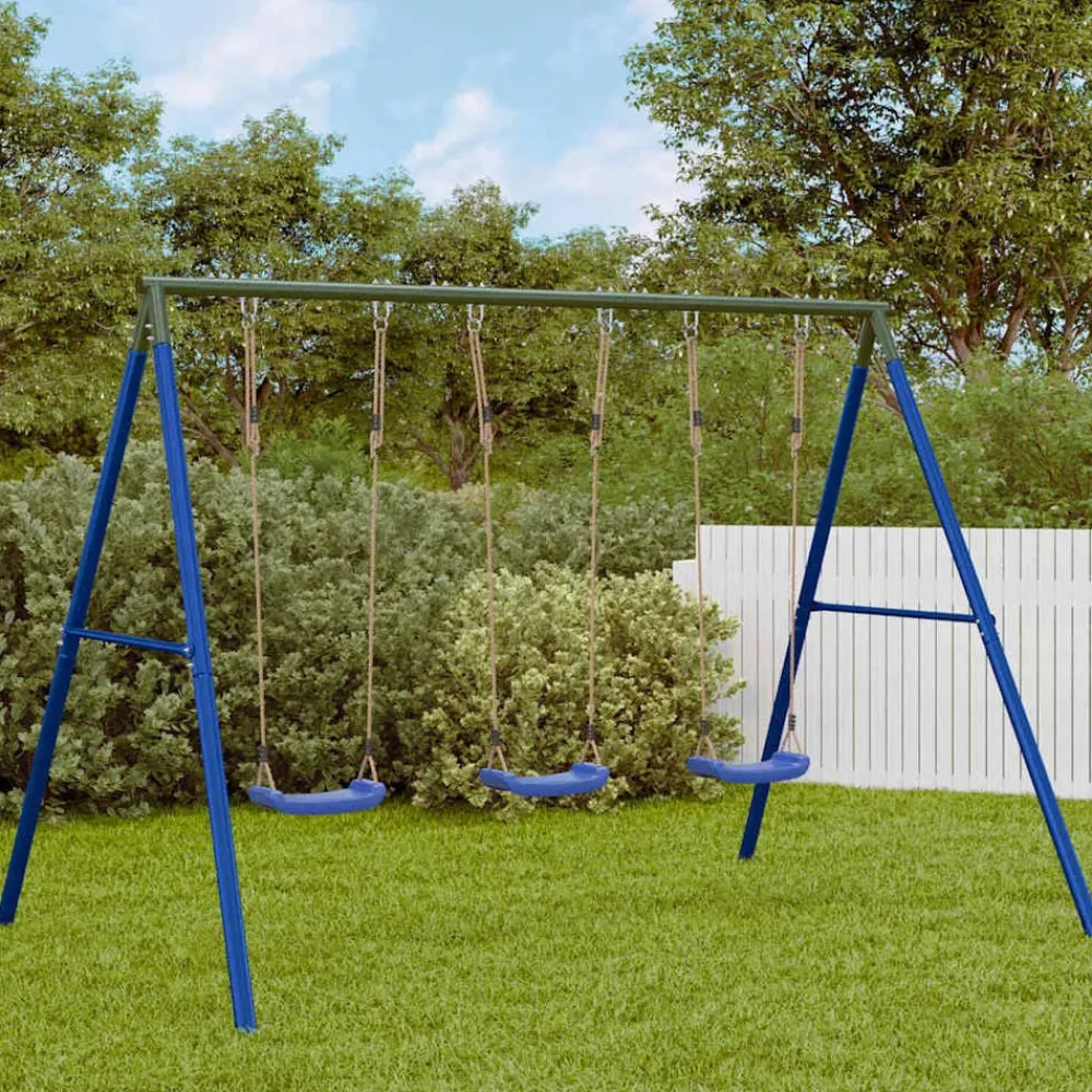 vidaXL Estructuras Para Juegos Al Aire Libre-Juego de columpios de exterior con 3 columpios