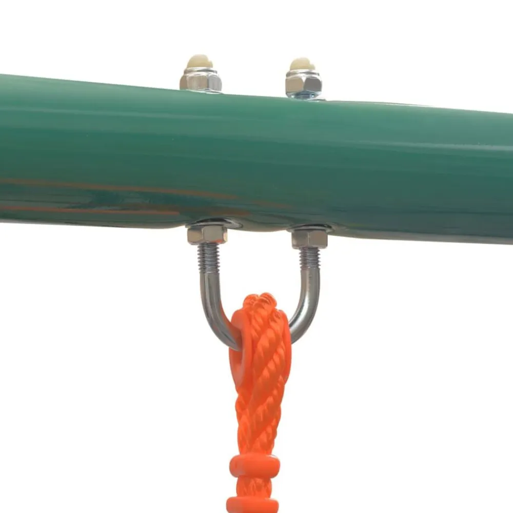 vidaXL Estructuras Para Juegos Al Aire Libre-Juego de columpios con tobogán y 3 asientos naranja