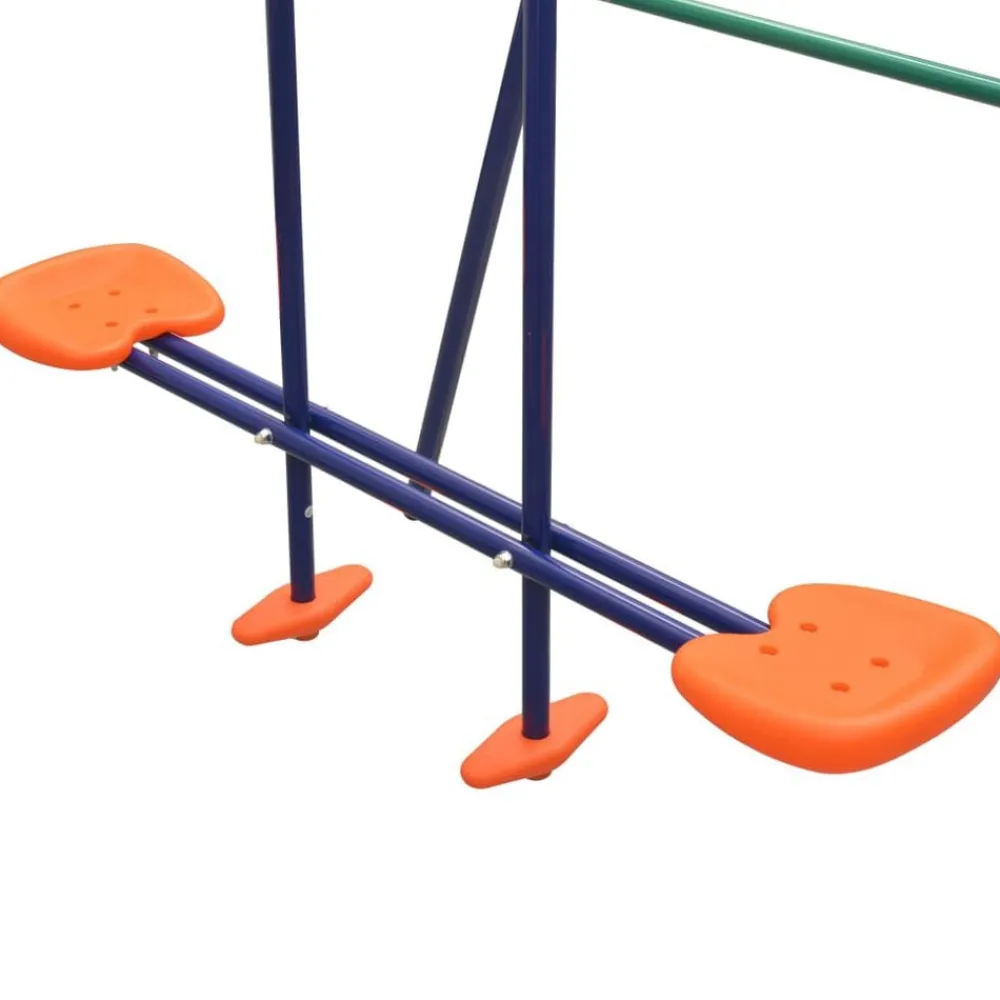 vidaXL Estructuras Para Juegos Al Aire Libre-Juego de columpios con tobogán y 3 asientos naranja