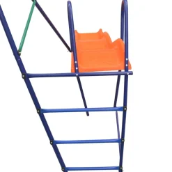 vidaXL Estructuras Para Juegos Al Aire Libre-Juego de columpios con tobogán y 3 asientos naranja