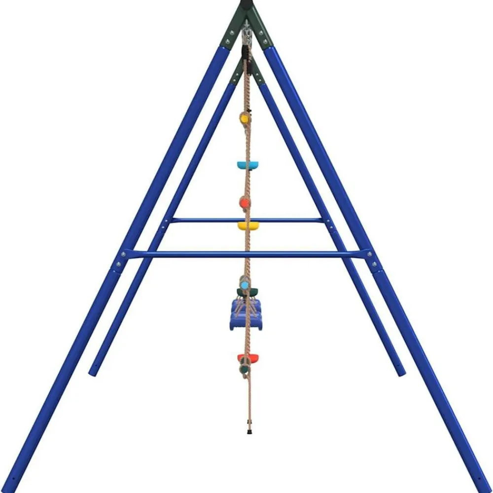vidaXL Juego de columpios con columpios, escalera y cuerda de discos Azul Sale