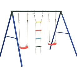 vidaXL Estructuras Para Juegos Al Aire Libre-Juego de columpios de exterior con columpios y escalera