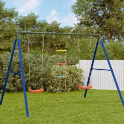 vidaXL Estructuras Para Juegos Al Aire Libre-Juego de columpios de exterior con columpios y escalera