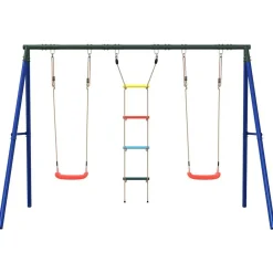 vidaXL Estructuras Para Juegos Al Aire Libre-Juego de columpios de exterior con columpios y escalera