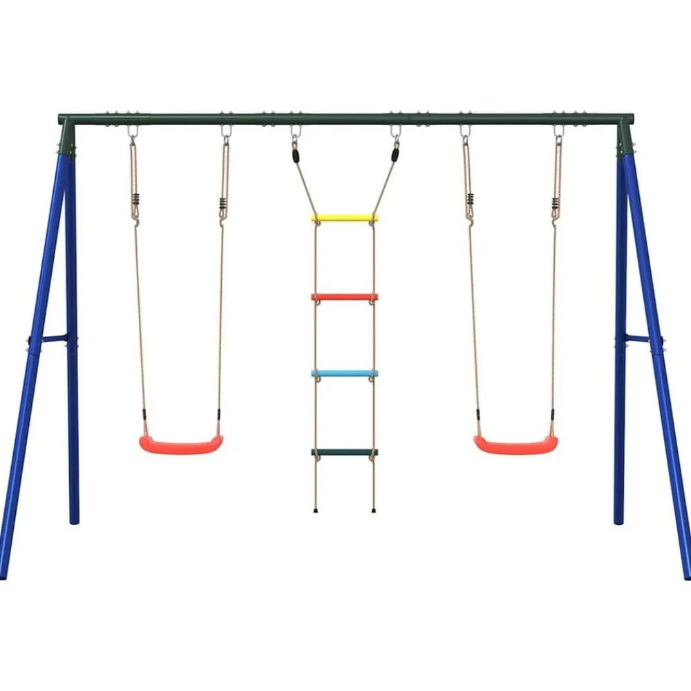 vidaXL Estructuras Para Juegos Al Aire Libre-Juego de columpios de exterior con columpios y escalera