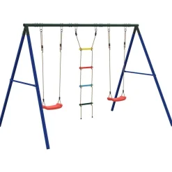 vidaXL Estructuras Para Juegos Al Aire Libre-Juego de columpios de exterior con columpios y escalera