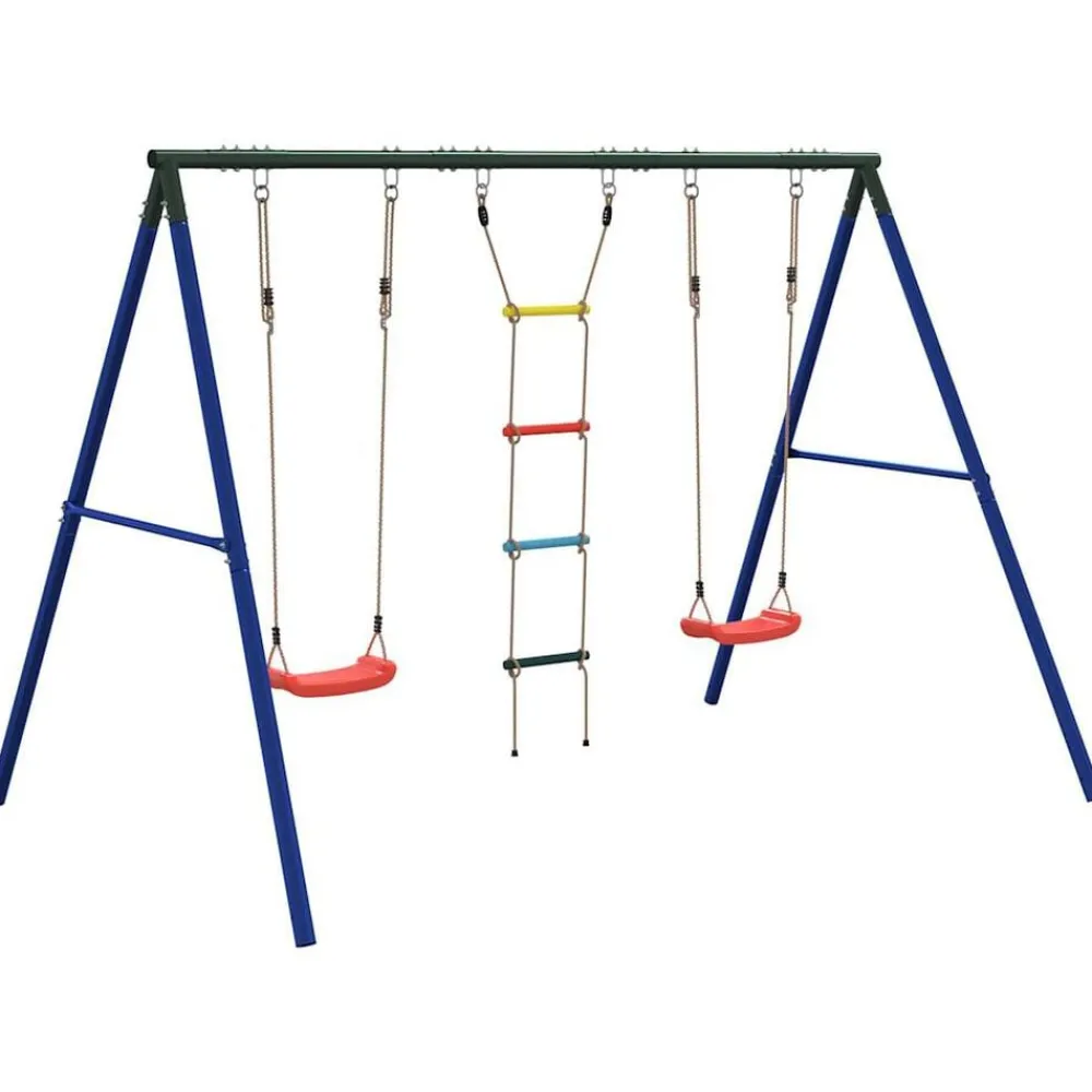 vidaXL Estructuras Para Juegos Al Aire Libre-Juego de columpios de exterior con columpios y escalera