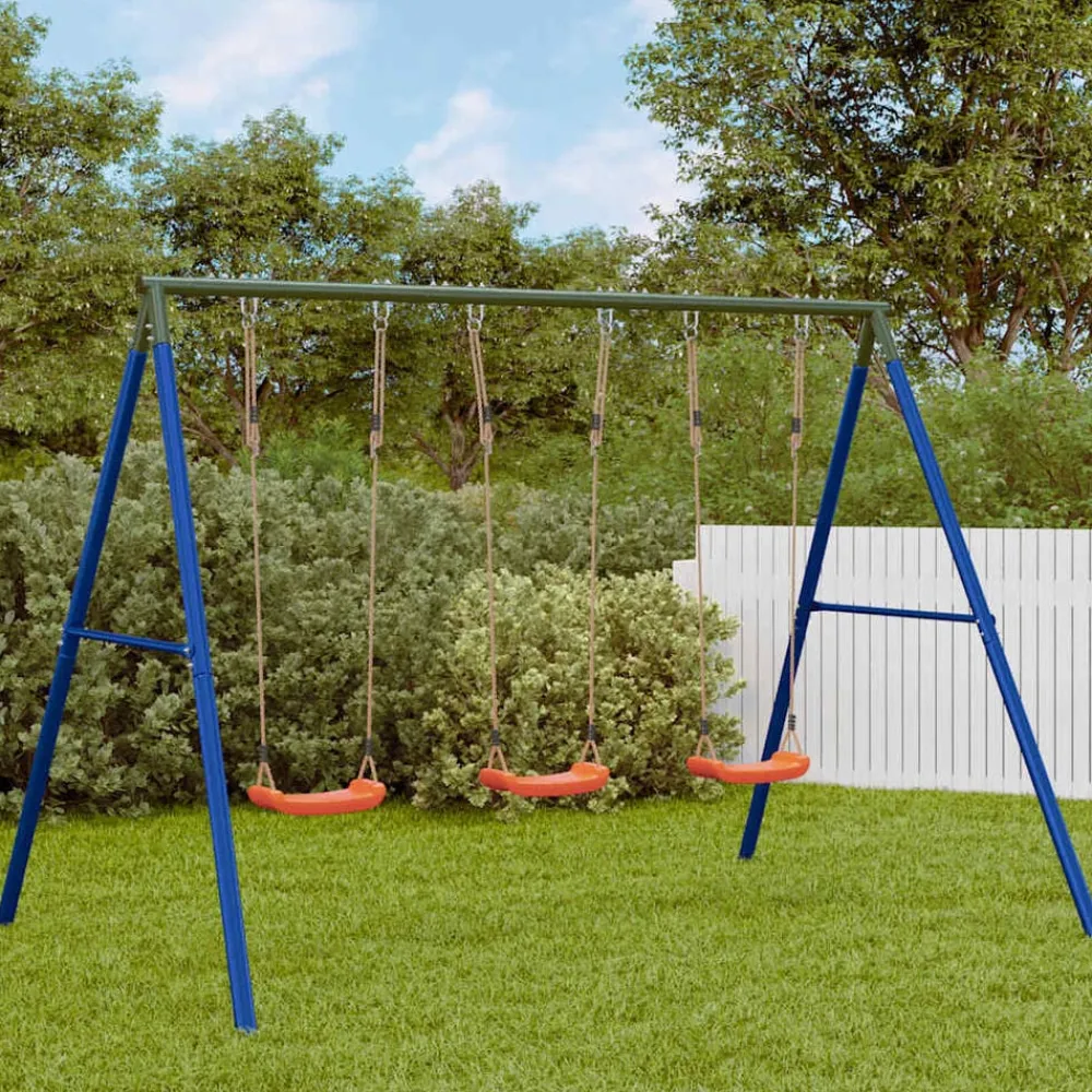 vidaXL Juego de columpios de exterior con 3 columpios Rojo Discount