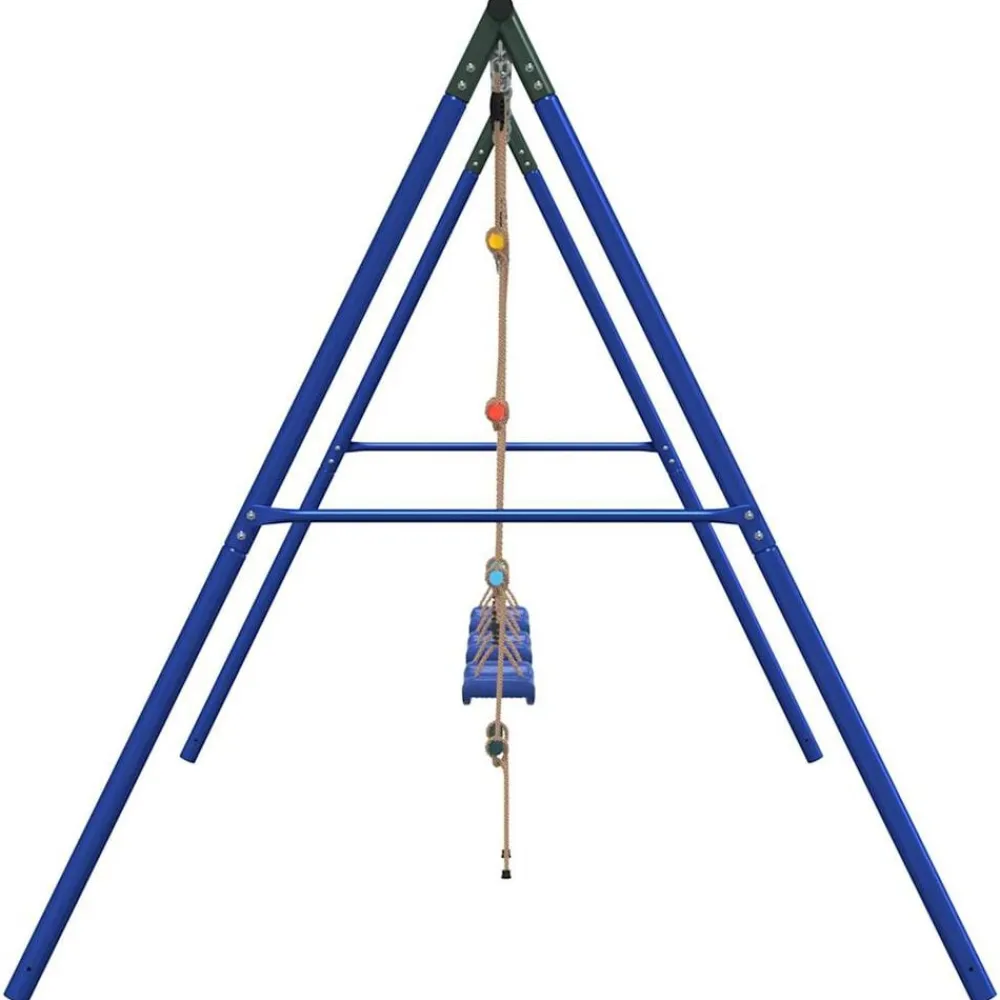 vidaXL Juego de columpios de exterior con columpios y escalera Azul Hot