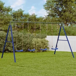 vidaXL Juego de columpios de exterior con 4 columpios Azul Discount