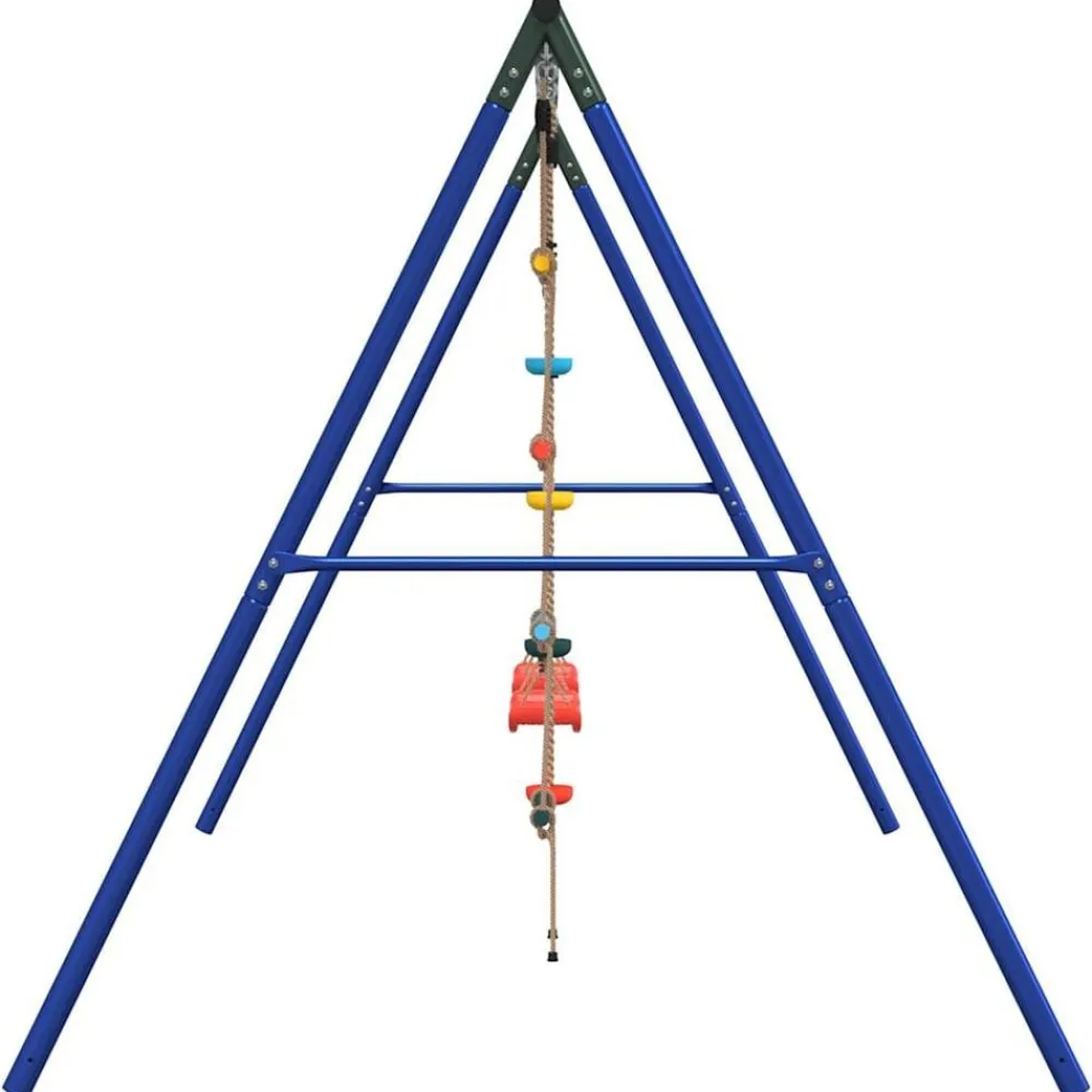 vidaXL Estructuras Para Juegos Al Aire Libre-Juego de columpios con columpios, escalera y cuerda de discos