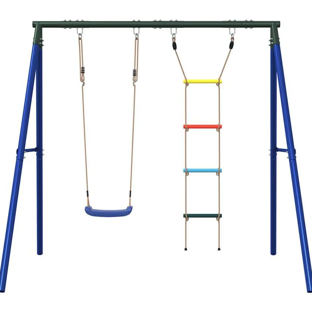 vidaXL Estructuras Para Juegos Al Aire Libre-Juego de columpios de exterior con columpio y escalera