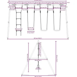 vidaXL Juego de columpios de exterior con columpios y escalera Rojo Outlet