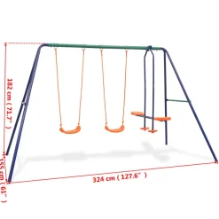 vidaXL Juego de columpios con 4 asientos naranja Hot