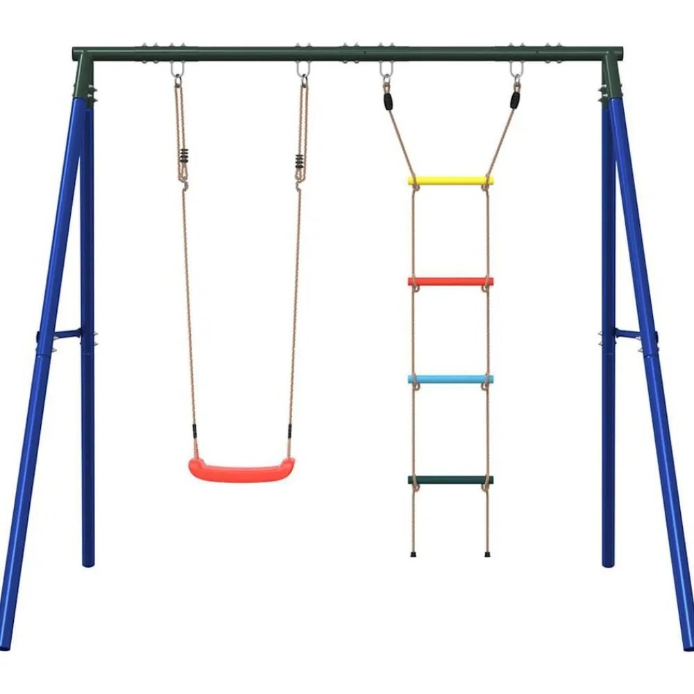 vidaXL Estructuras Para Juegos Al Aire Libre-Juego de columpios de exterior con columpio y escalera