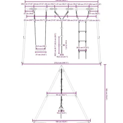 vidaXL Estructuras Para Juegos Al Aire Libre-Juego de columpios de exterior con escalera y cuerda de discos