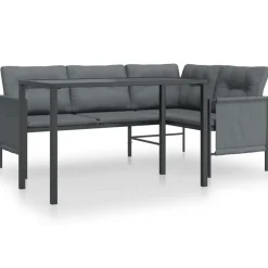 vidaXL Muebles De Jardín-Juego de comedor de jardín 2 piezas acero gris antracita