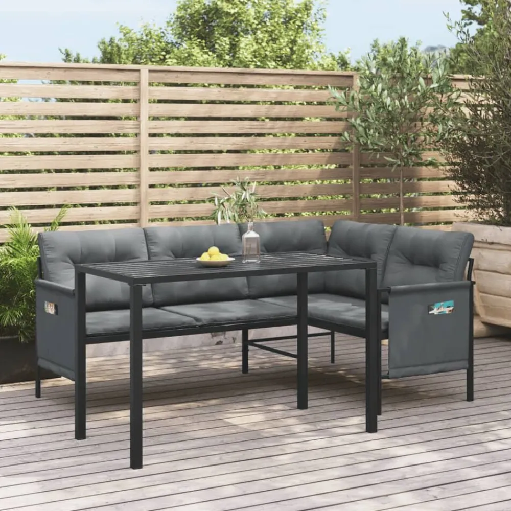 vidaXL Muebles De Jardín-Juego de comedor de jardín 2 piezas acero gris antracita