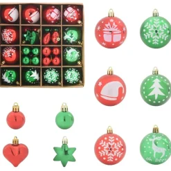 vidaXL Decoración-Juego de Esferas de Navidad 40 pcs Rojo y verde Plástico