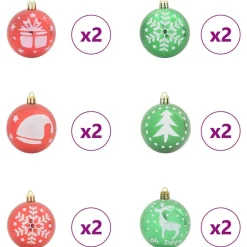 vidaXL Decoración-Juego de Esferas de Navidad 40 pcs Rojo y verde Plástico