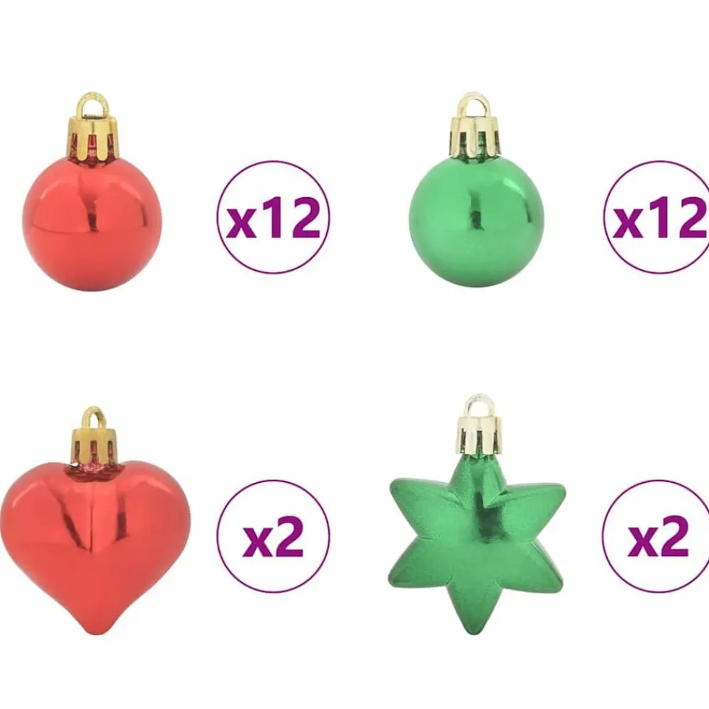 vidaXL Decoración-Juego de Esferas de Navidad 40 pcs Rojo y verde Plástico