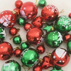 vidaXL Decoración-Juego de Esferas de Navidad 40 pcs Rojo y verde Plástico