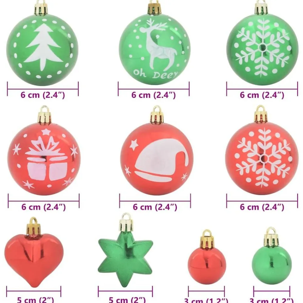 vidaXL Decoración-Juego de Esferas de Navidad 40 pcs Rojo y verde Plástico